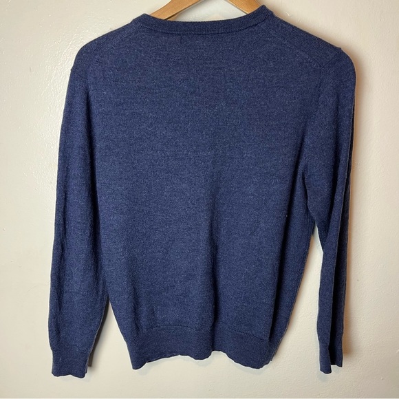 ETHAN PIERCE Men's Blue V-neck Extra Fine Merina Wool Pullover Sweater Large - Picture 5 of 6